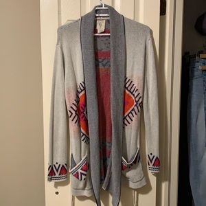Billabong Aztec Tribal Wrap Tie Front Cardigan
